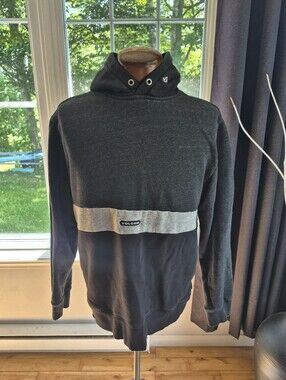Volcom Black Hoodie Sweater with Light Gray Stripe